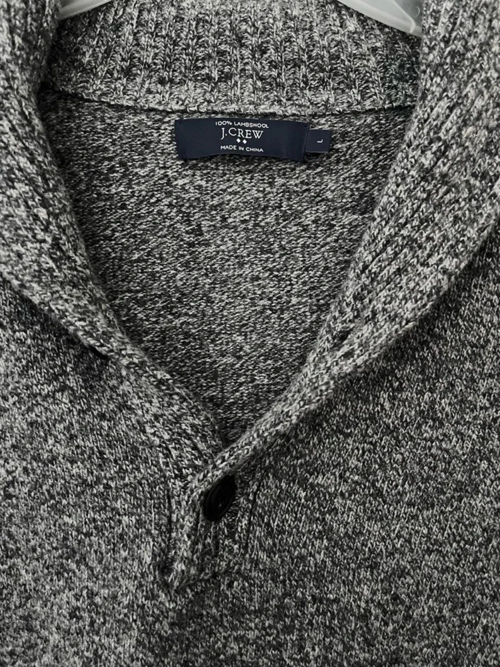 J. Crew Men's Gray V-Neck Shawl Collar Sweater